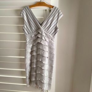 Adriana Papell size 10 silver grey dress.